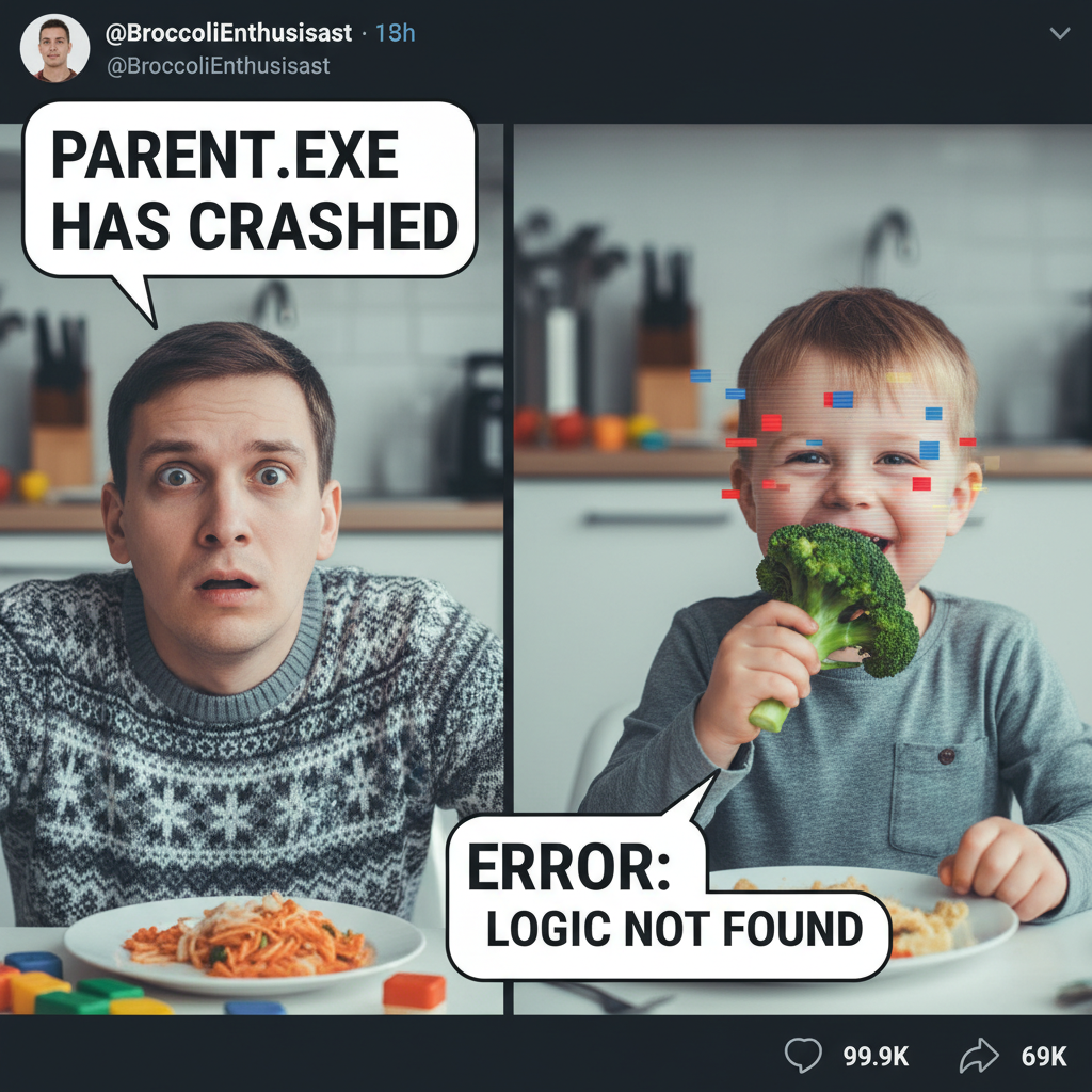 My toddler just asked for 'more broccoli.' Send help, I think they've been replaced.