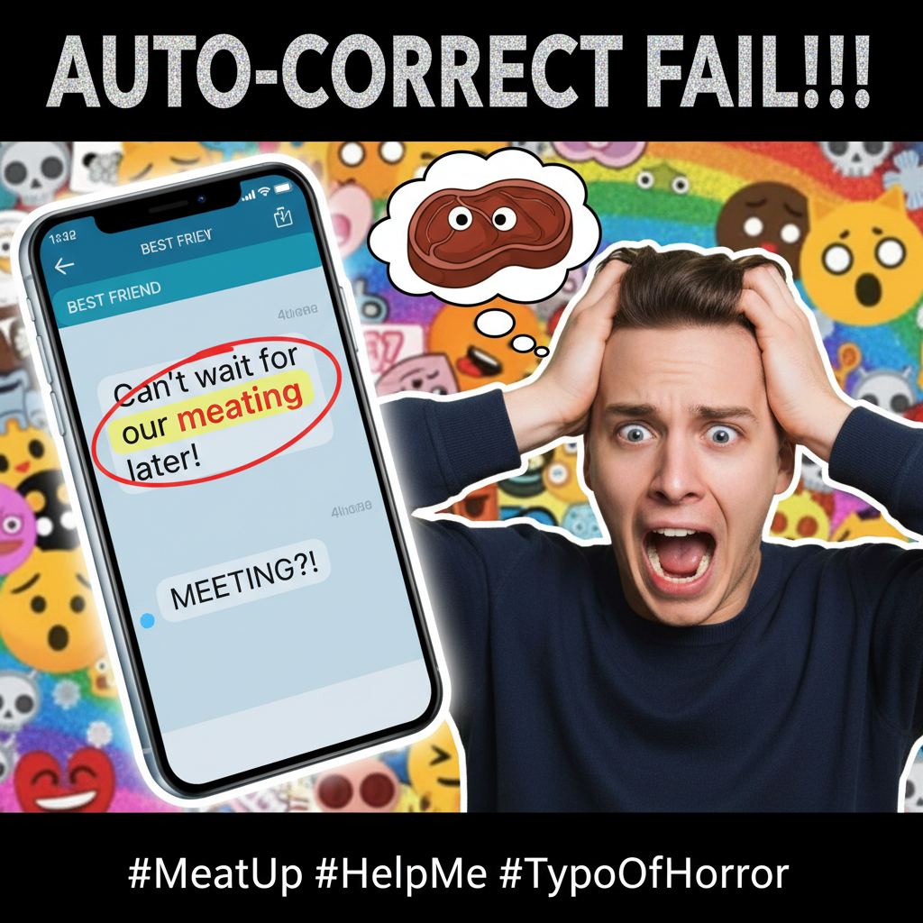 Autocorrect changed 'meeting' to 'meating.' My boss thinks I'm a cannibal. Send halp.