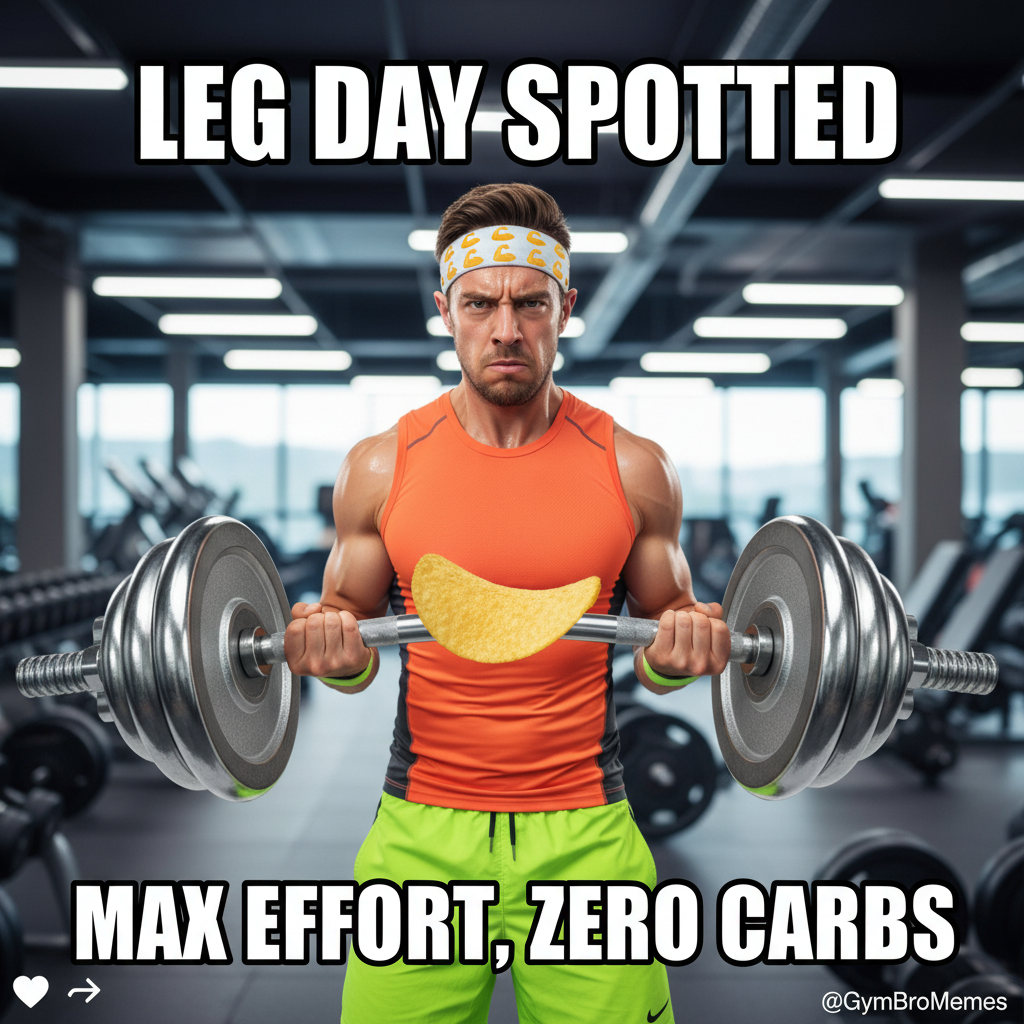 Just saw someone doing bicep curls with a single potato chip. Peak gym culture. I respect it.