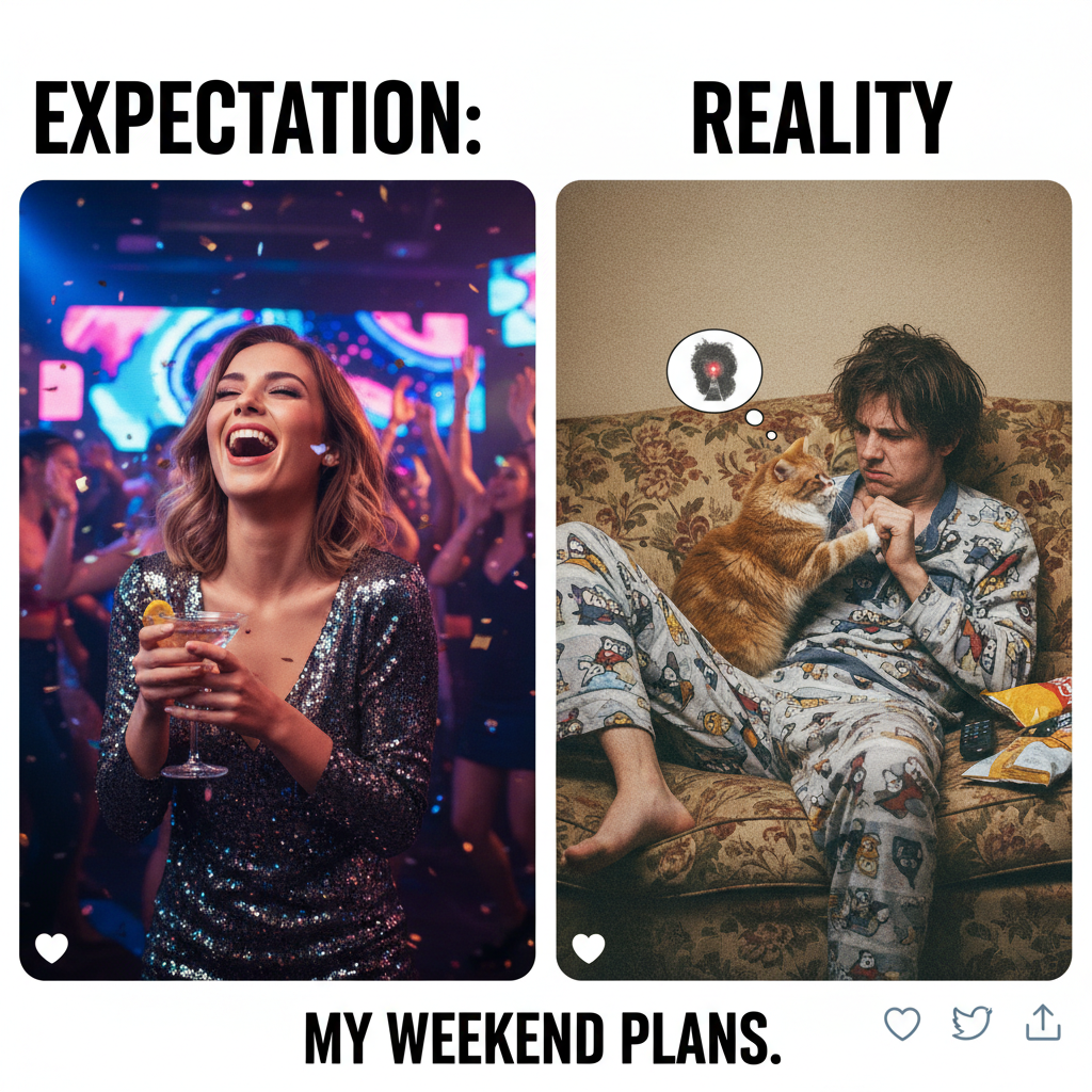 Friday night plans: Clubbing & cocktails. Friday night reality: PJs & arguing with my cat.