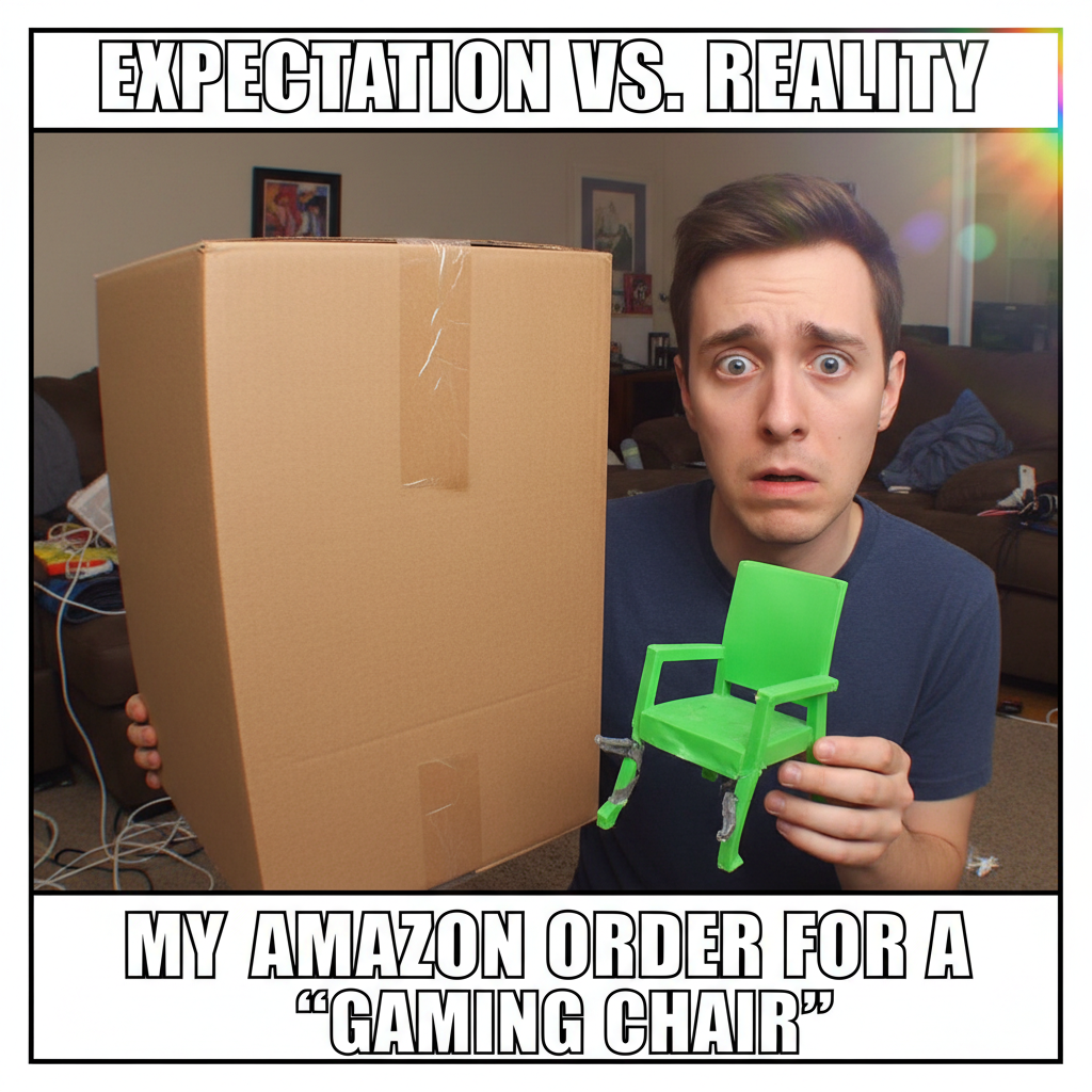 Bought it online at 2 AM. Arrived today. It's... not what I expected. Send coffee & regrets.