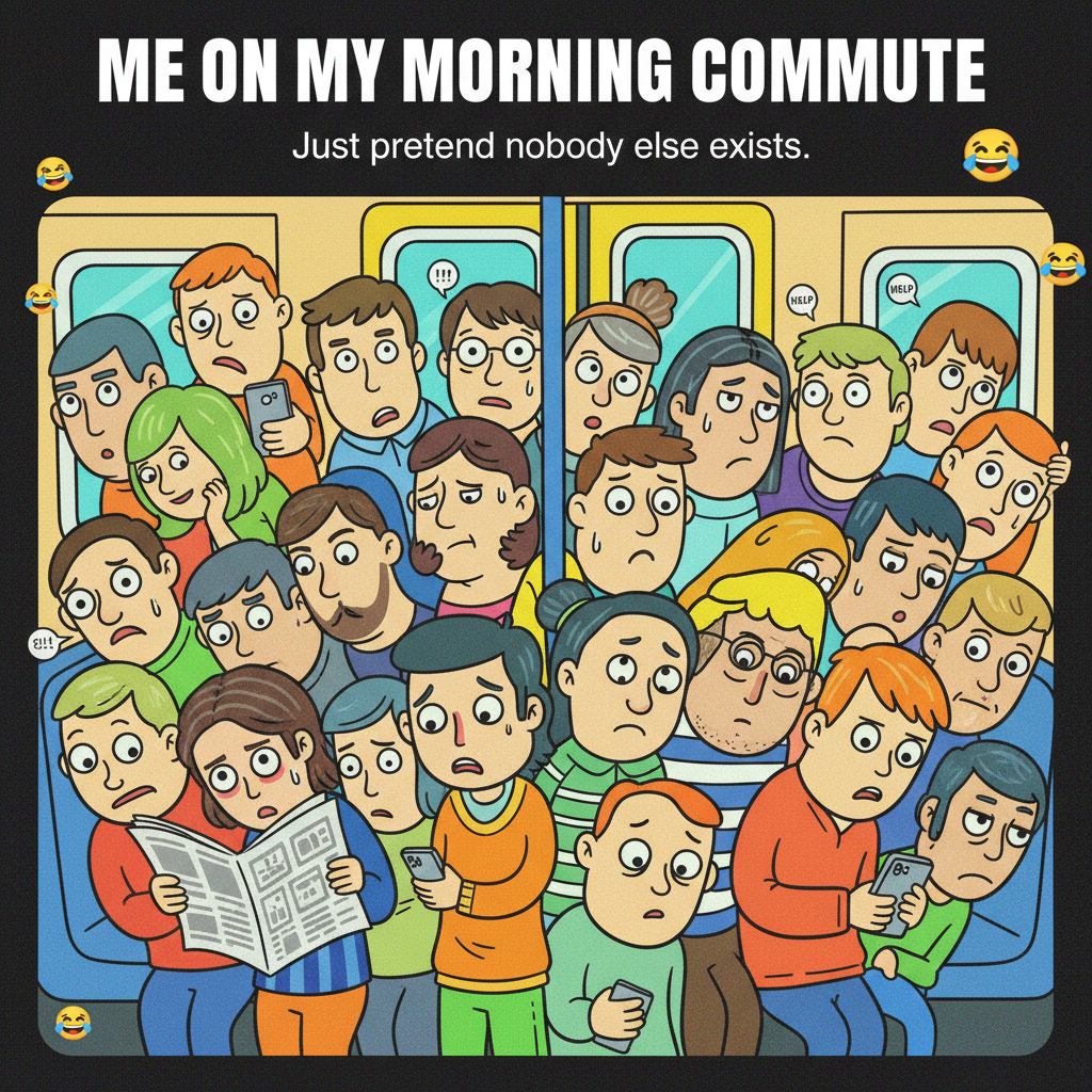 Public transport is just a social experiment to see how many people can share one air molecule.