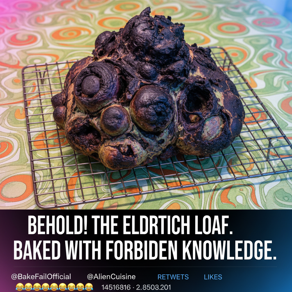 My attempt at baking sourdough went viral... for looking like a fossilized alien brain. 👽🍞