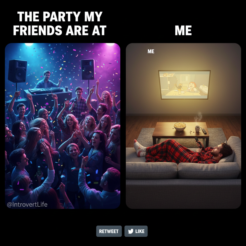 Friday night plans: wild party. Friday night reality: wild Netflix marathon.