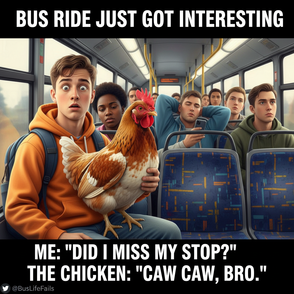 My public transport adventure today involved a chicken. A LIVE chicken. Send help.