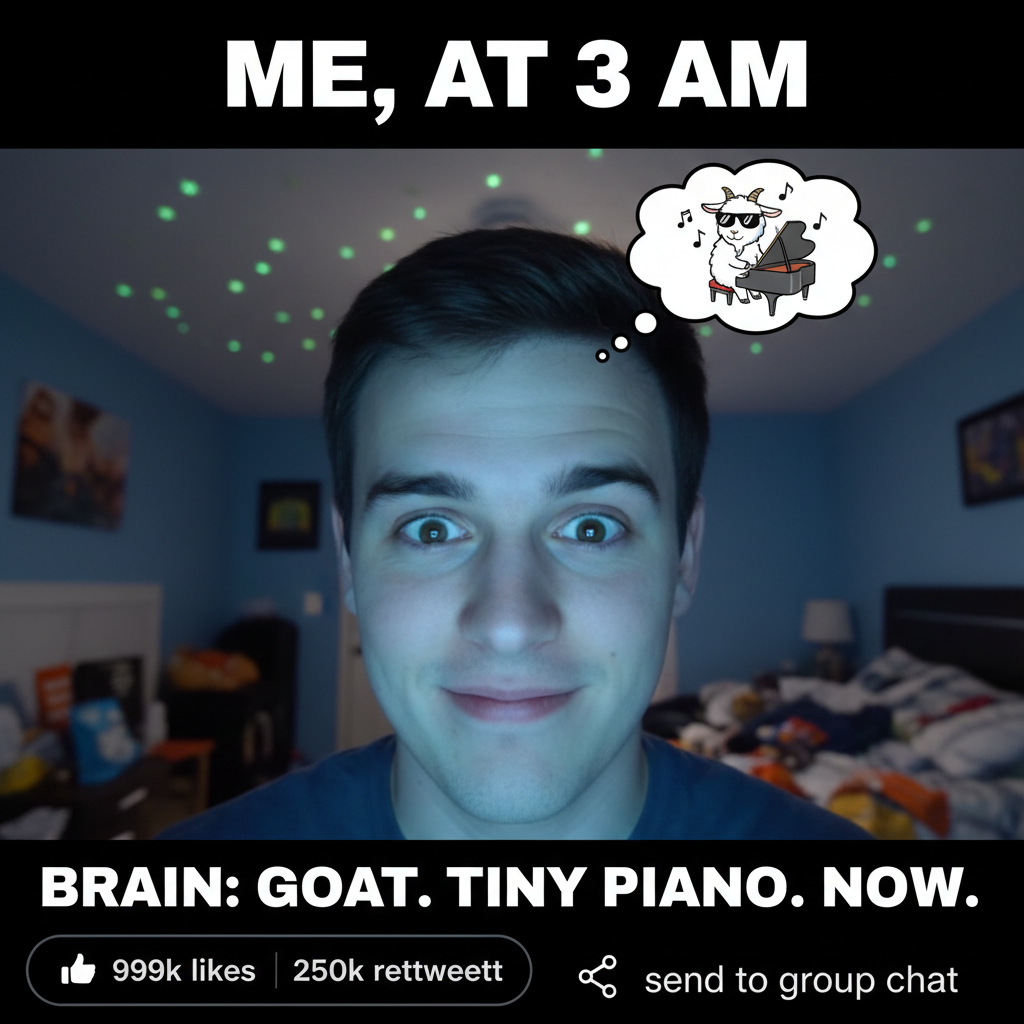 Me: 'I'll just check Twitter for 5 mins.' *2 hours later, watching a goat play piano*