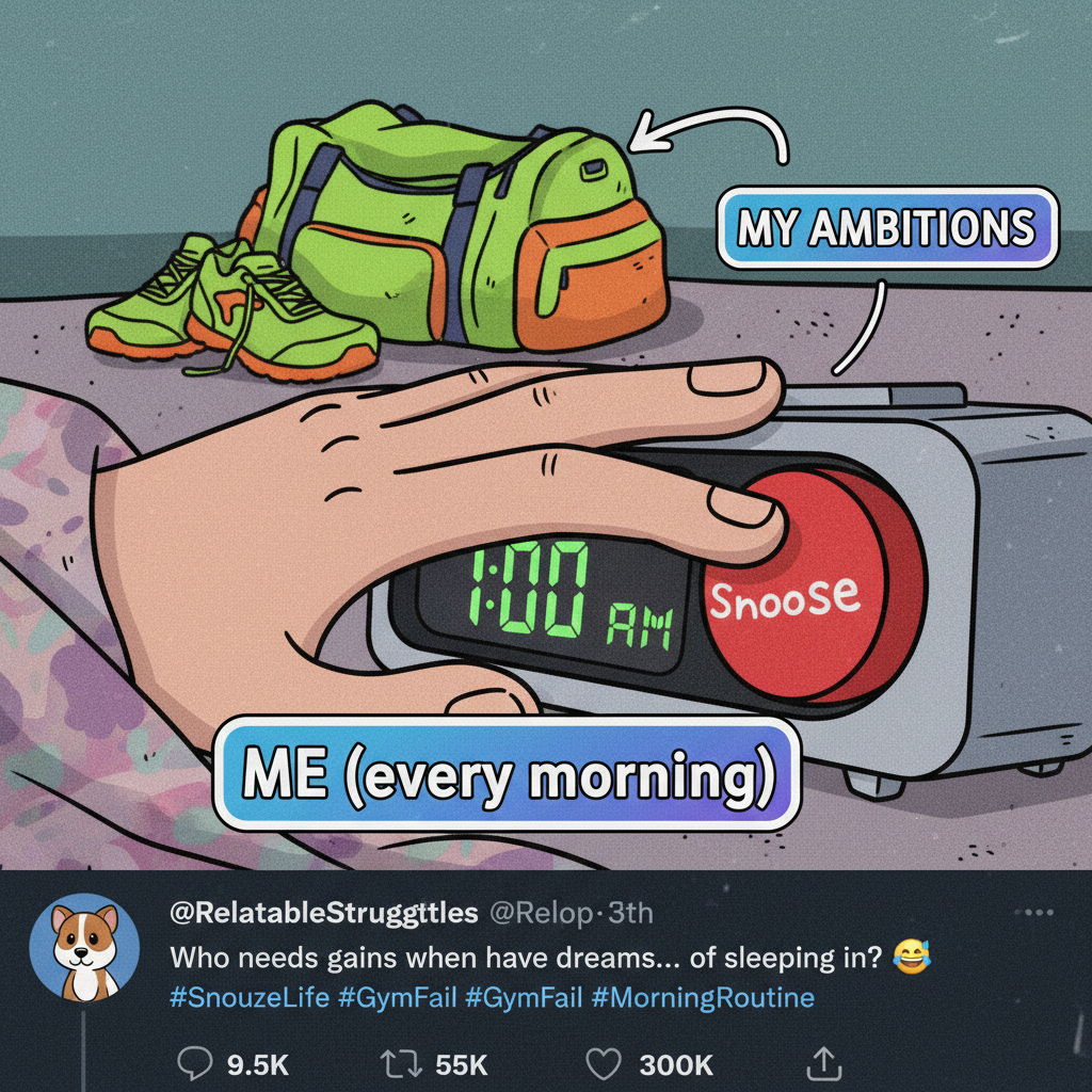 My New Year's resolution was to hit the gym. I hit snooze instead. Again. #NYRFail