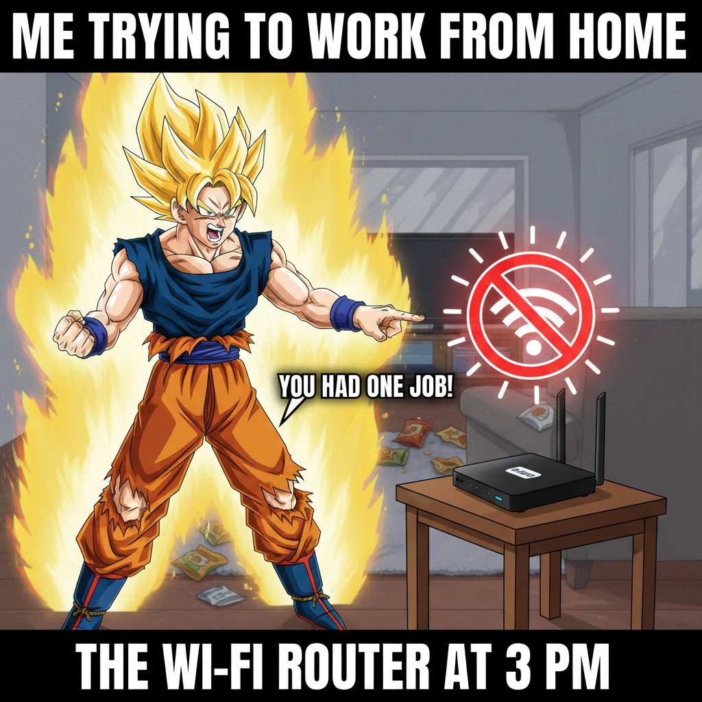 When the Wi-Fi goes out mid-episode and you feel a shonen villain's rage.