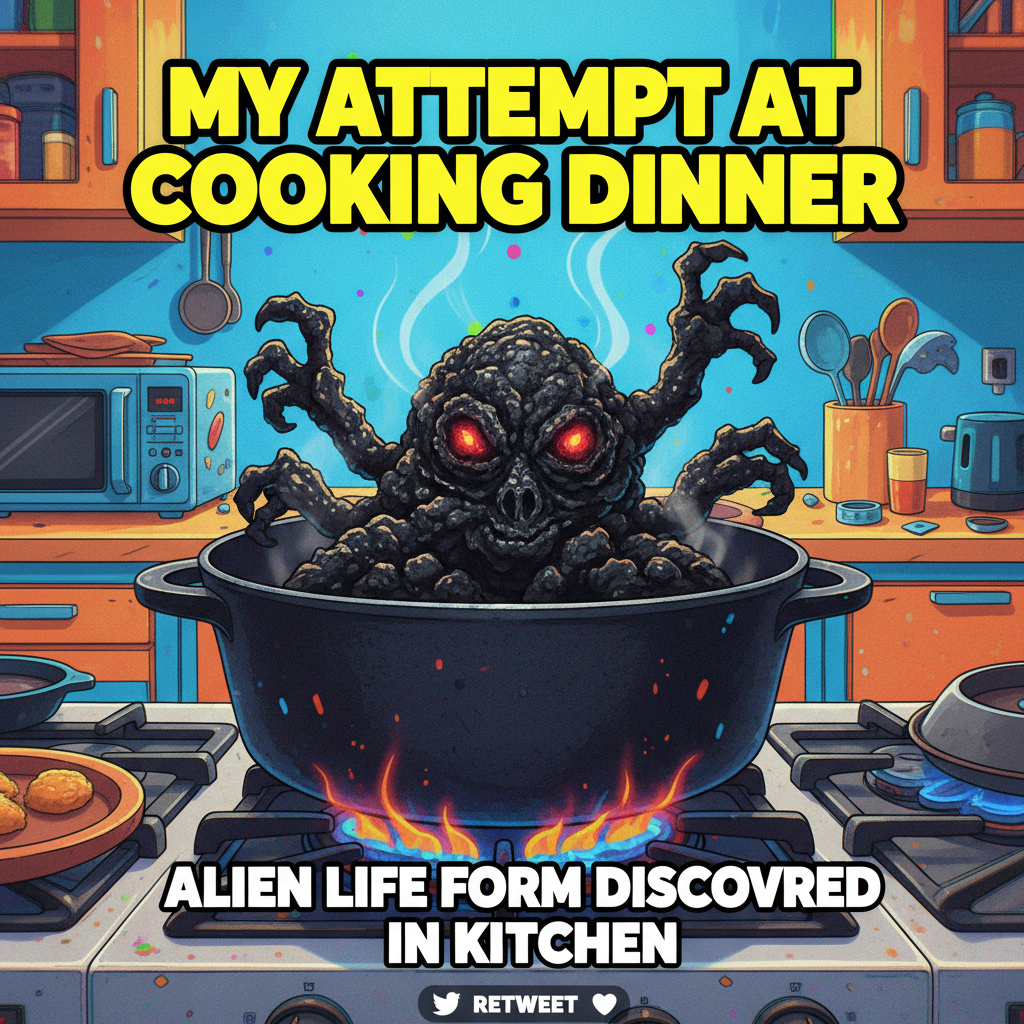 Tried to make pasta, ended up with a carbonized alien. Send help.