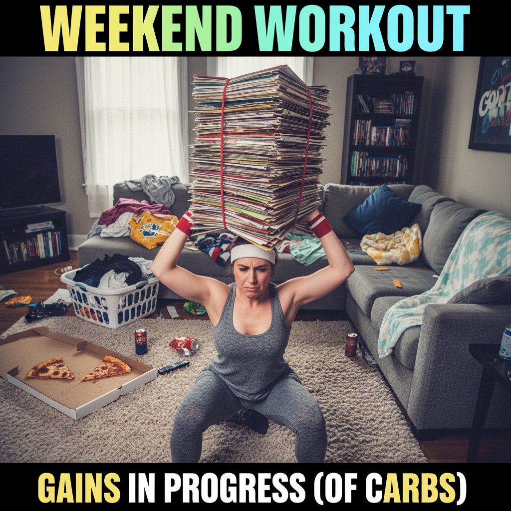 My weekend 'fitness' routine: lifting takeout menus and sprinting to the fridge.