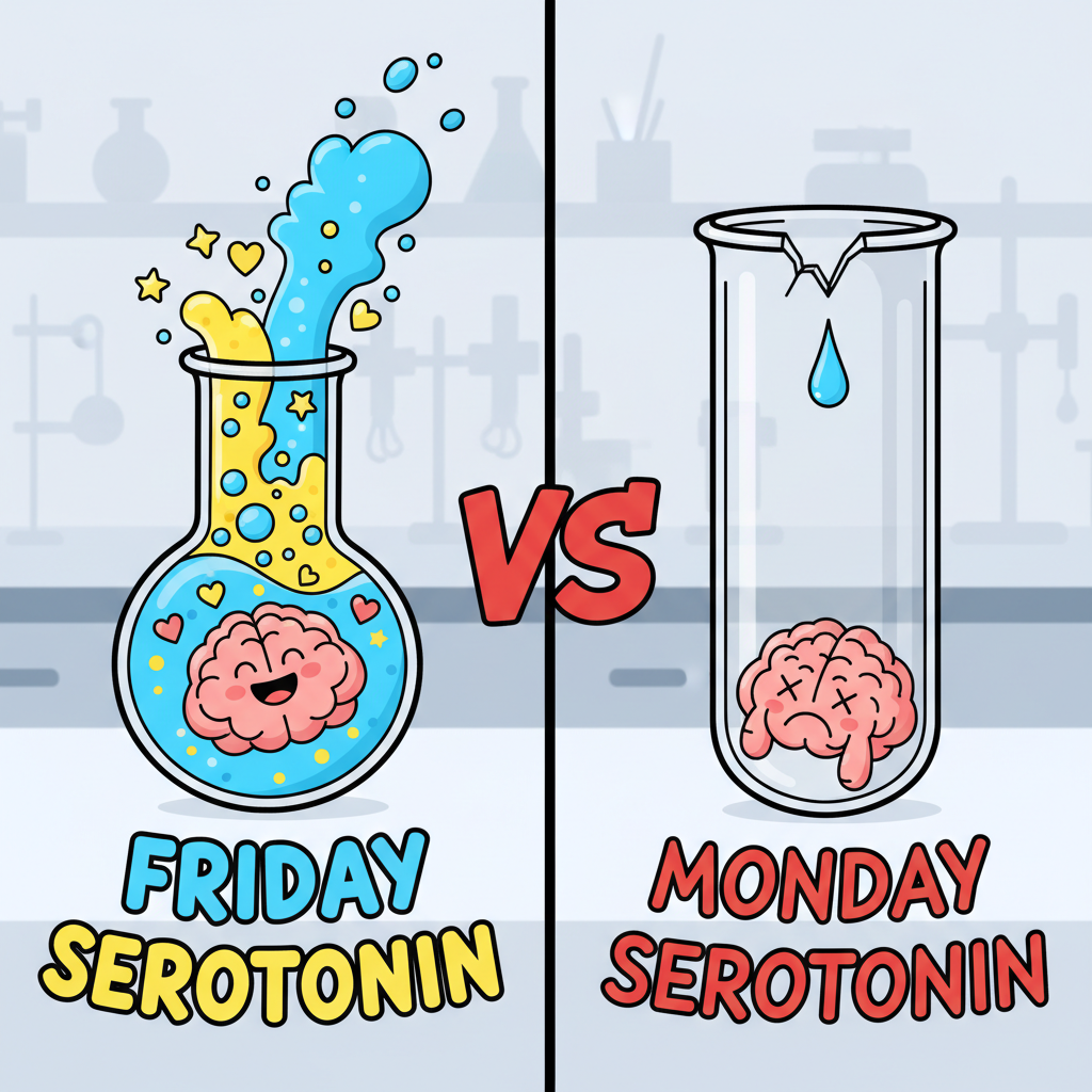My Brain's Serotonin Levels on a Friday vs. Monday Morning