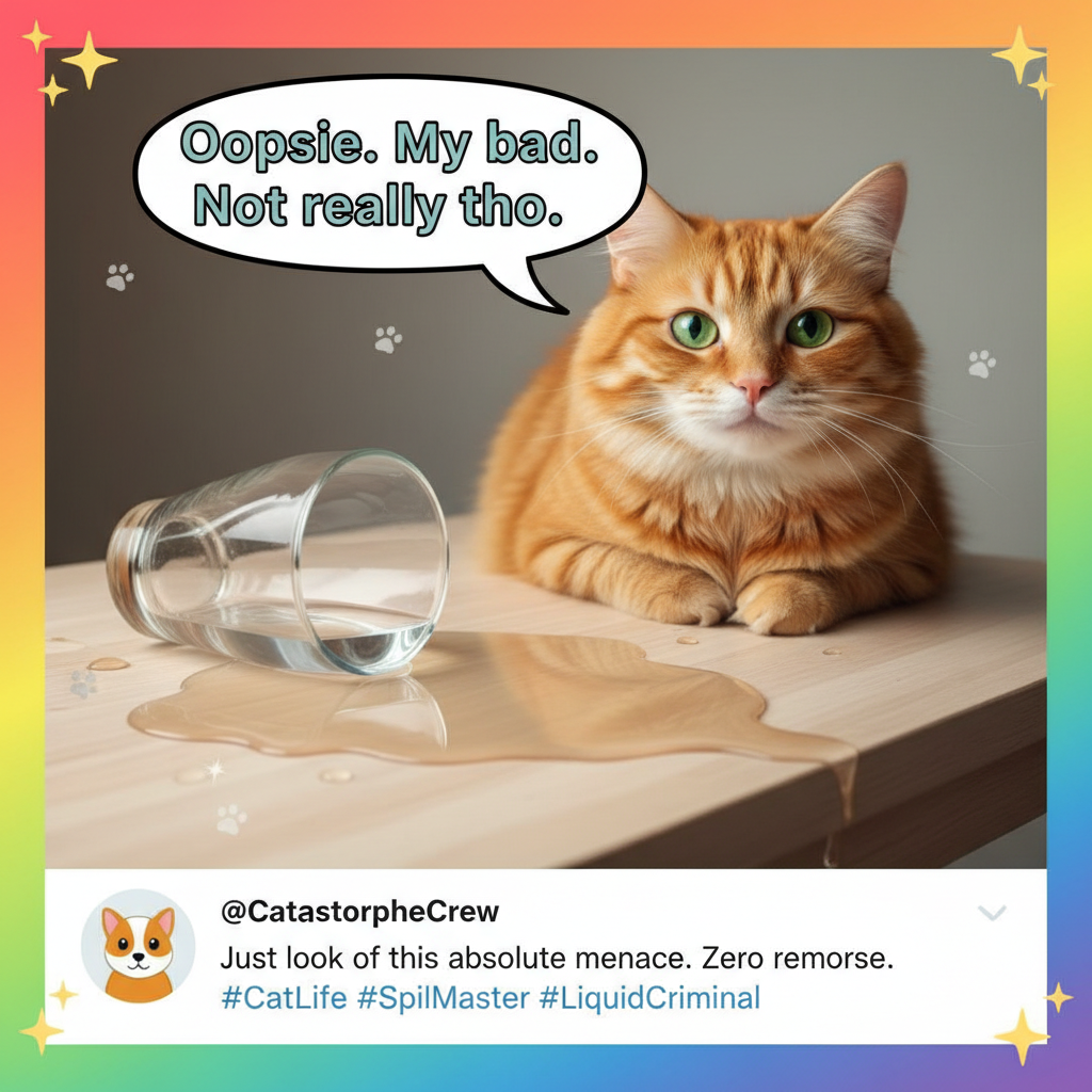 My cat just stared at me while knocking my water glass over. Unconditional love, they said.