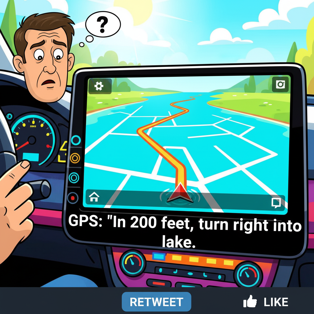 GPS said 'turn left now' into a lake. My trust issues just leveled up.
