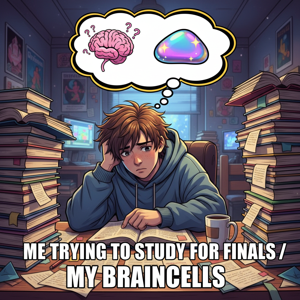 My brain during exams: 'The mitochondria is the... uh... shiny pebble?'