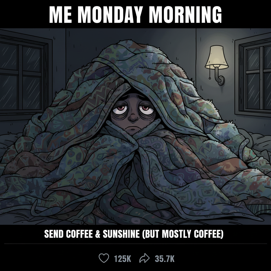 Seasonal depression hitting me like a truck full of weighted blankets. Send vitamin D & memes.