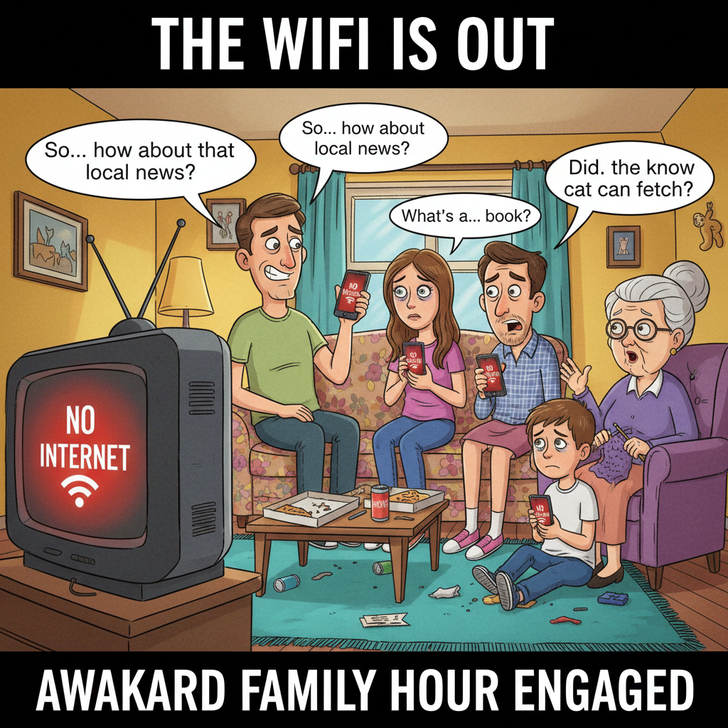 The WiFi went down. I've now conversed with my family. They seem... nice? Send help.