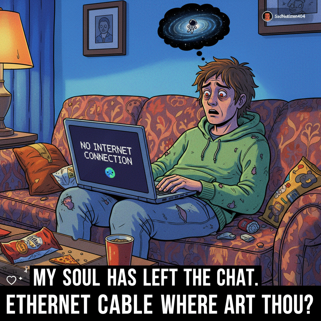 The WiFi is down. My brain cells are now actively trying to reconnect.