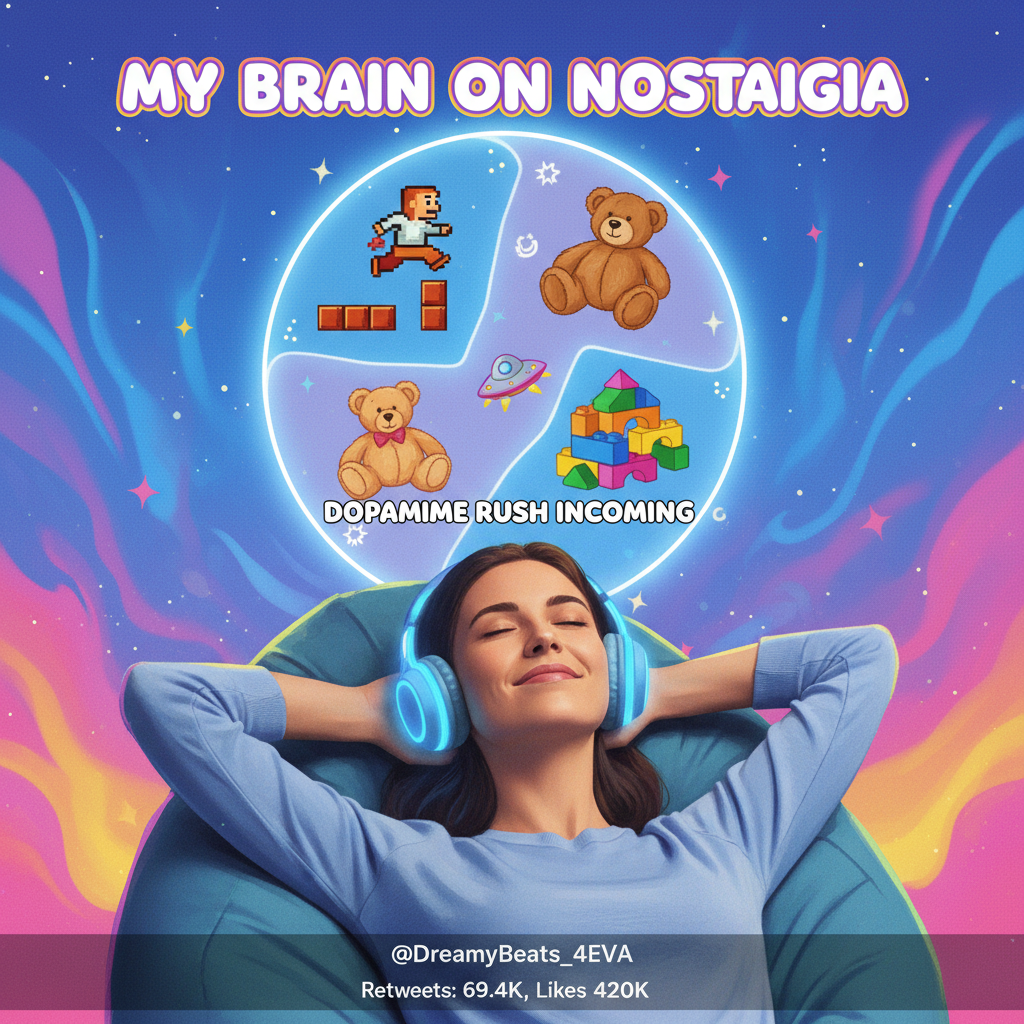 Hearing that one song from your childhood and suddenly you're 8 again, no bills, just vibes.