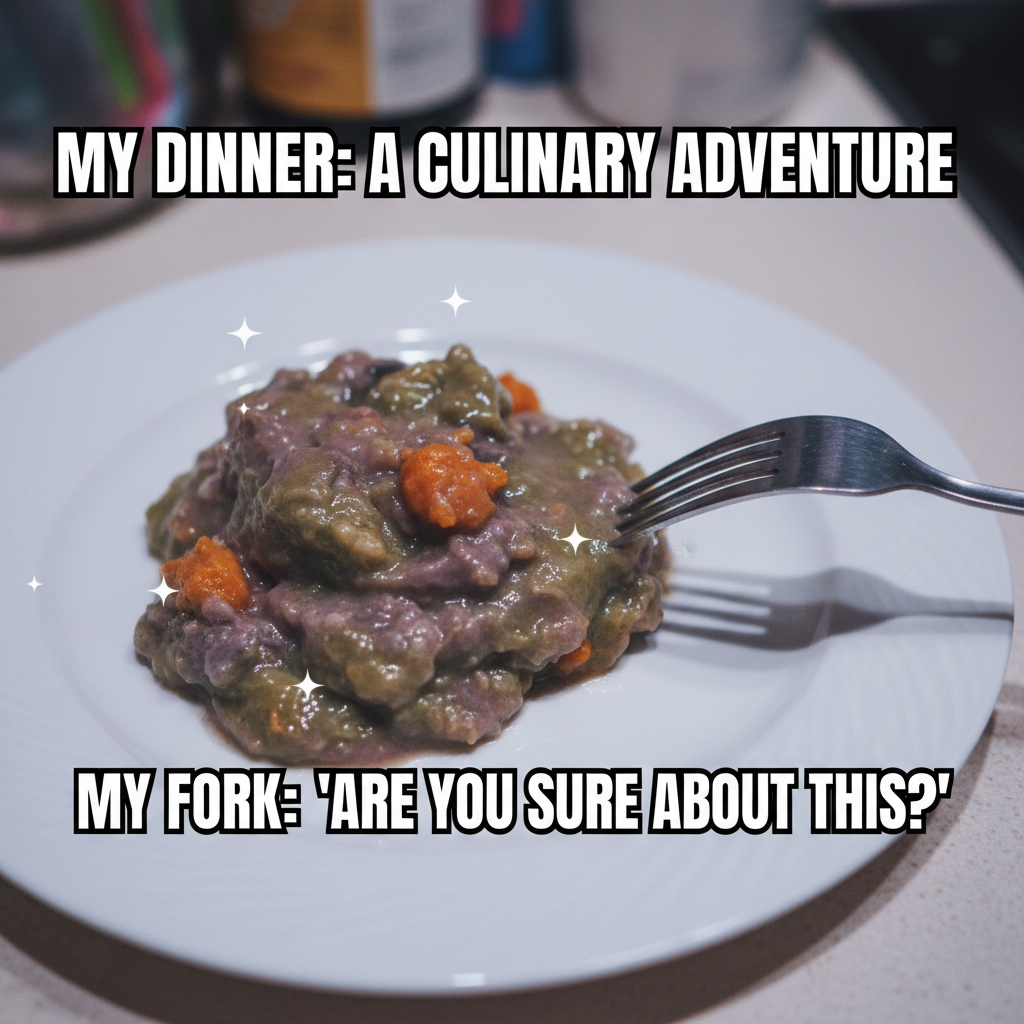 My 'gourmet' dinner looks like an alien threw up. Still ate it though. #CookingFail