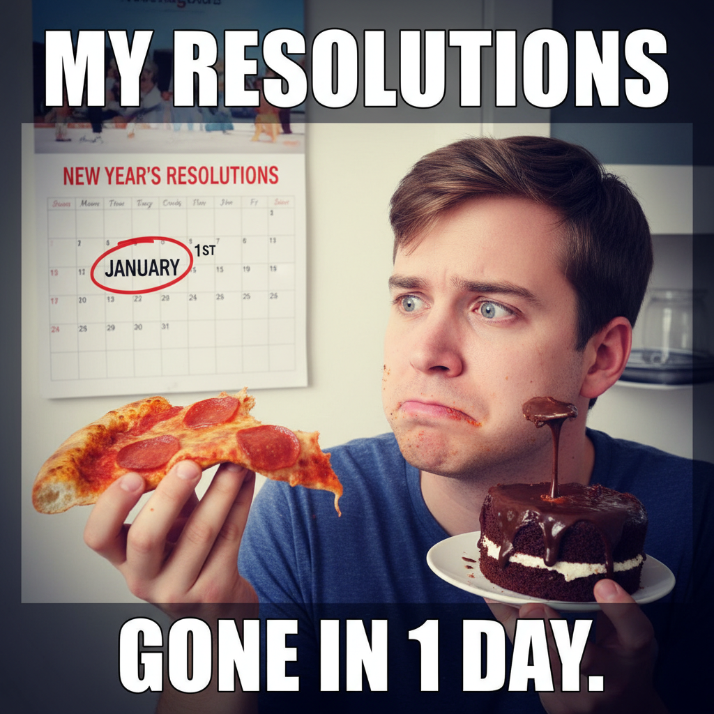 My New Year's resolution to 'eat healthier' lasted until lunch on Jan 1st. Nailed it.