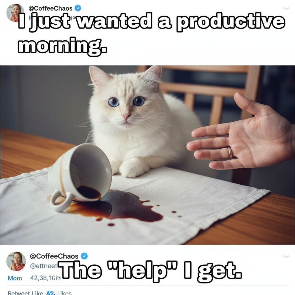 My cat just knocked over my coffee for the 3rd time today. Still love her more than life.