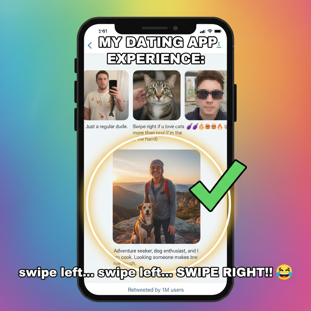 Dating apps are just a buffet of 'swipe left' until you find the one 'wait, what?'