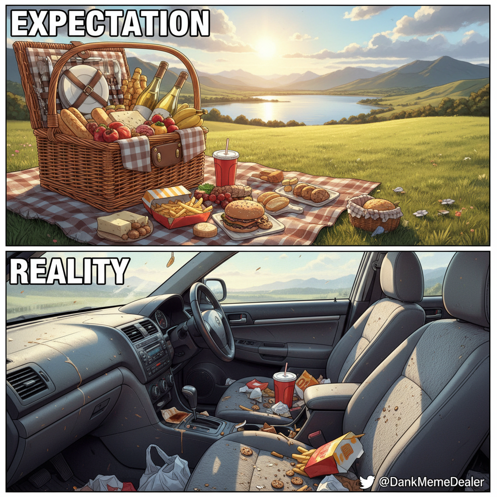 Road trip snacks vs. actual road trip food. The struggle is real.
