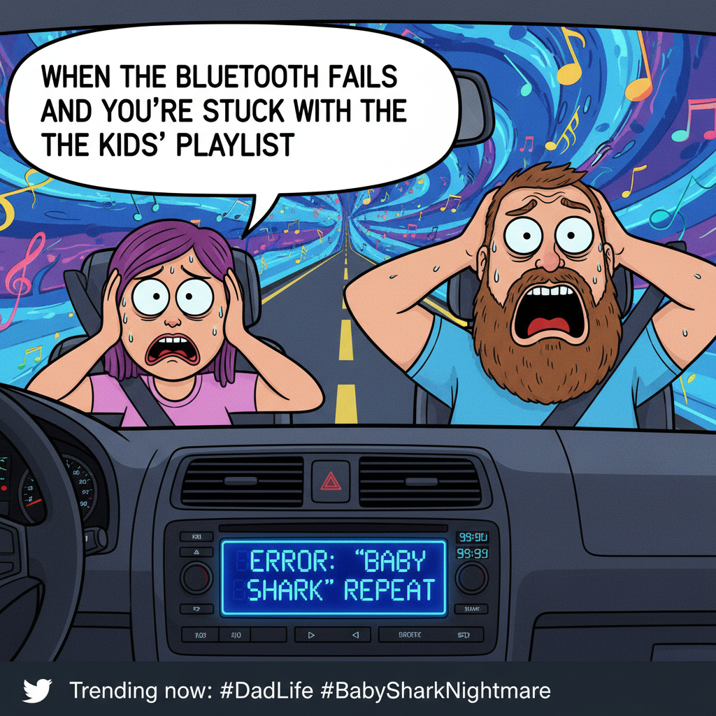 Our road trip playlist glitched and played the same song for 3 hours. Send help.