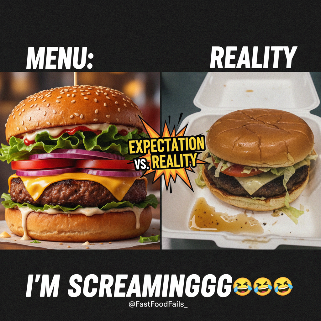 Ordered a 'gourmet burger.' Got a sad patty between two deflated buns. #FoodDeliveryFail