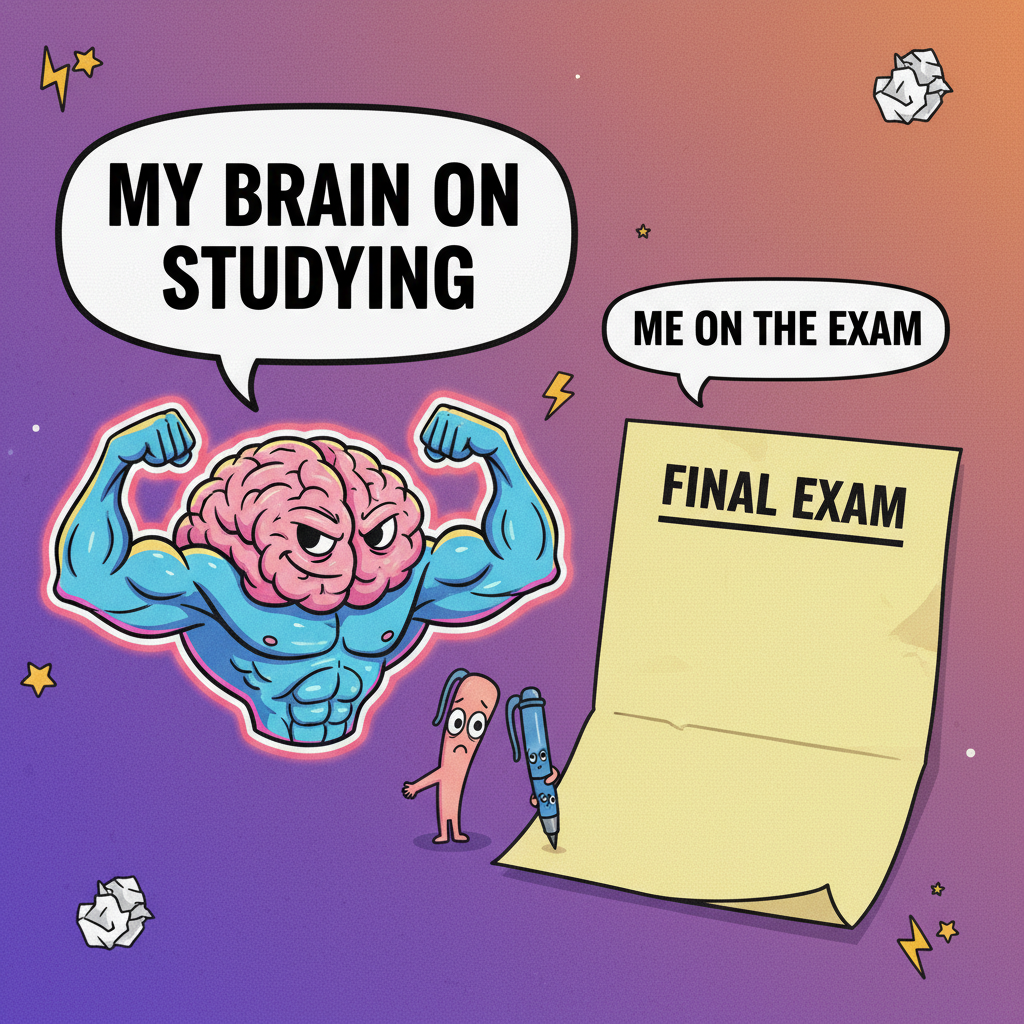 My brain during exams: 'You know everything!' My pen: 'Wait, what's my name again?'