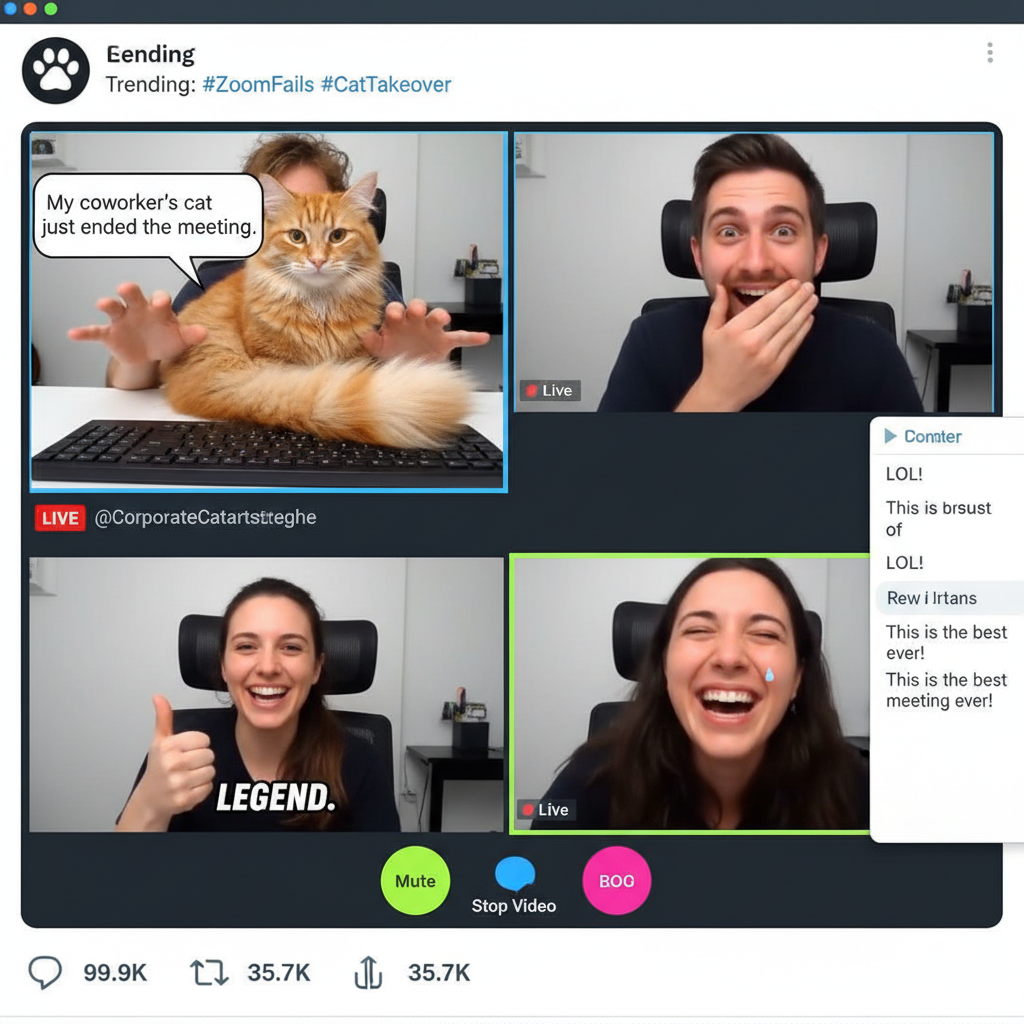 Just saw my boss's cat walk across his keyboard during a quarterly review. I aspire to that chaos.