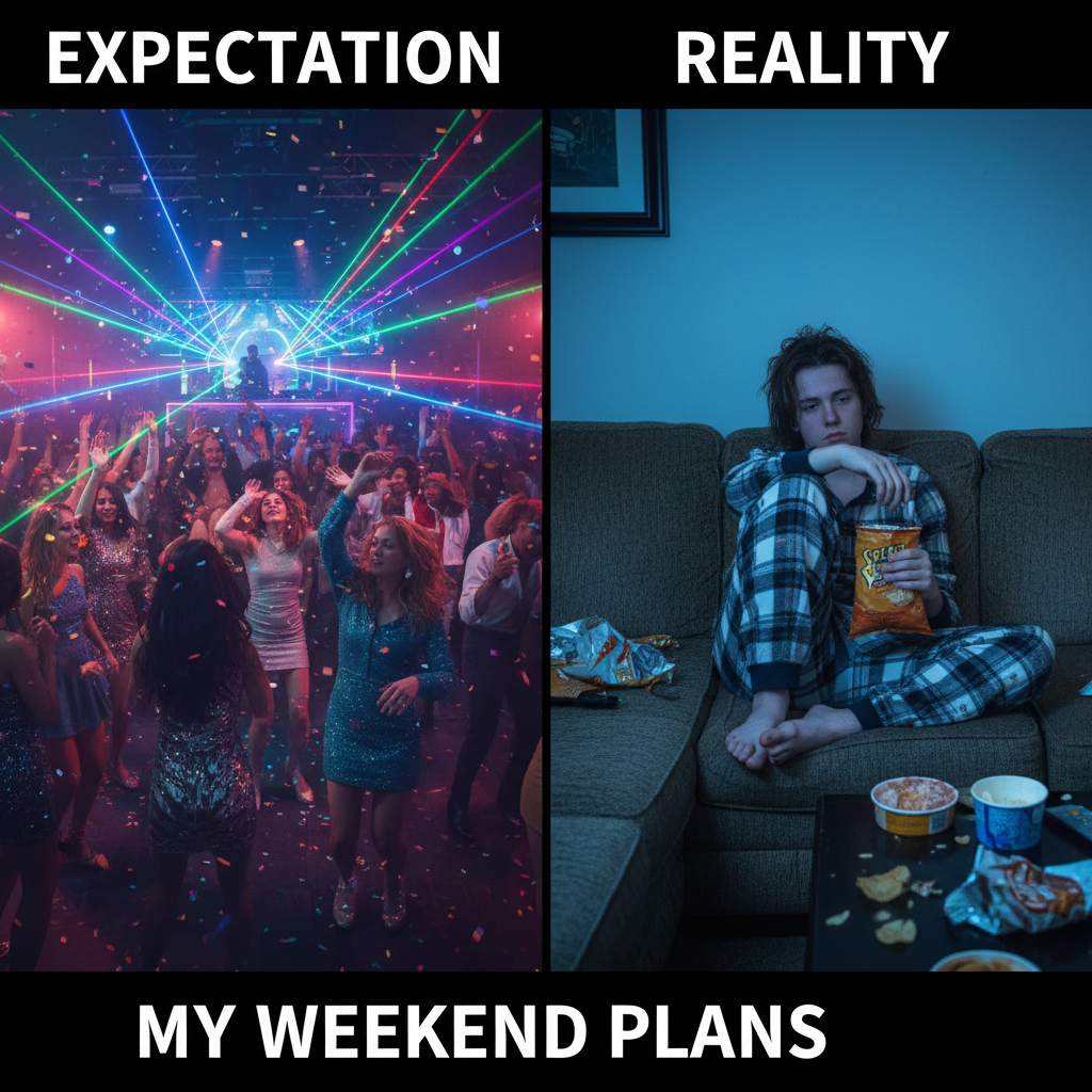 Friday night plans: clubbing. Friday night reality: debating if I should get a second snack.