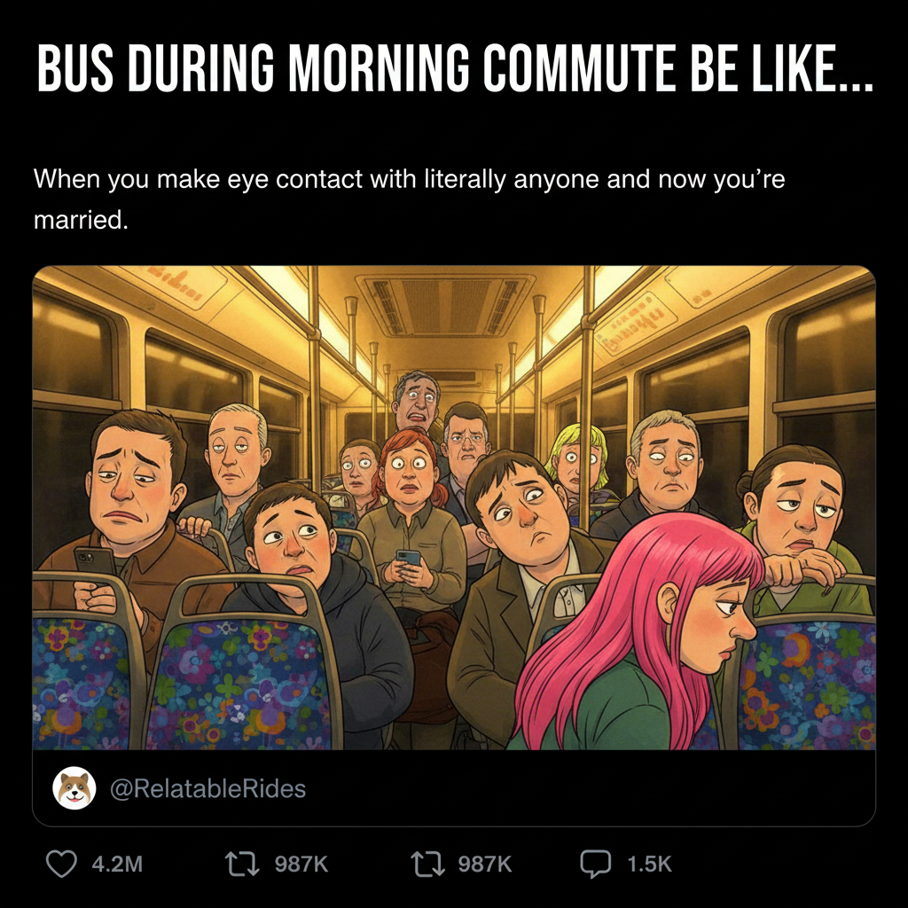 Public transport is just a social experiment to see how many people can pretend not to hear a full conversation.