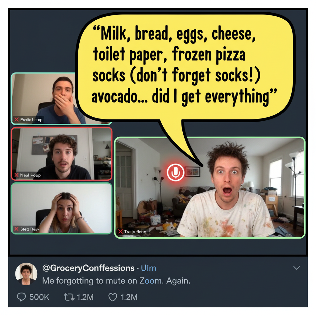 Someone forgot to mute on Zoom. Now I know their entire grocery list.