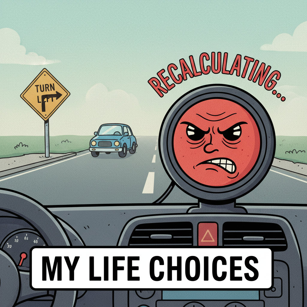 GPS: 'In 500 feet, turn left.' Me: *misses turn* GPS: 'Recalculating... you absolute clown.'