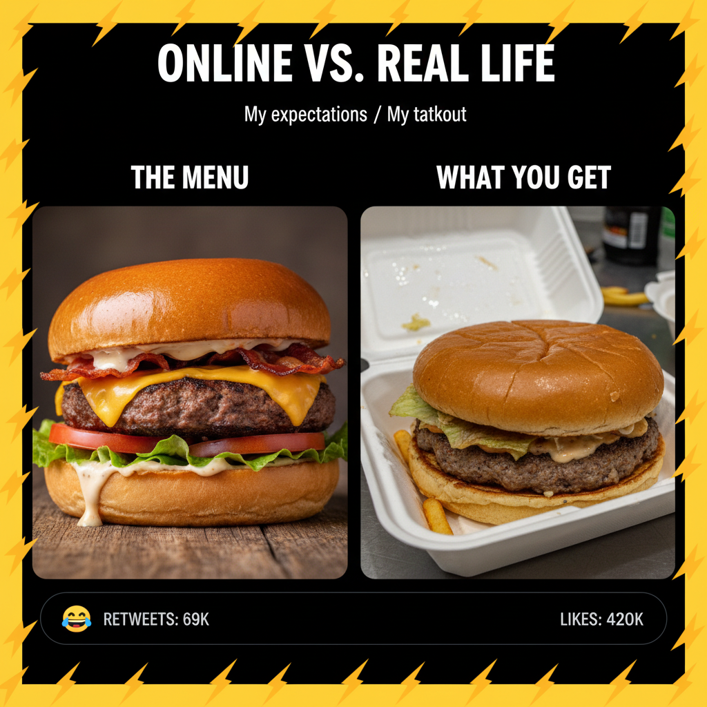 Ordered a gourmet burger. Got a sad patty on soggy bread. 0/10, would not recommend.