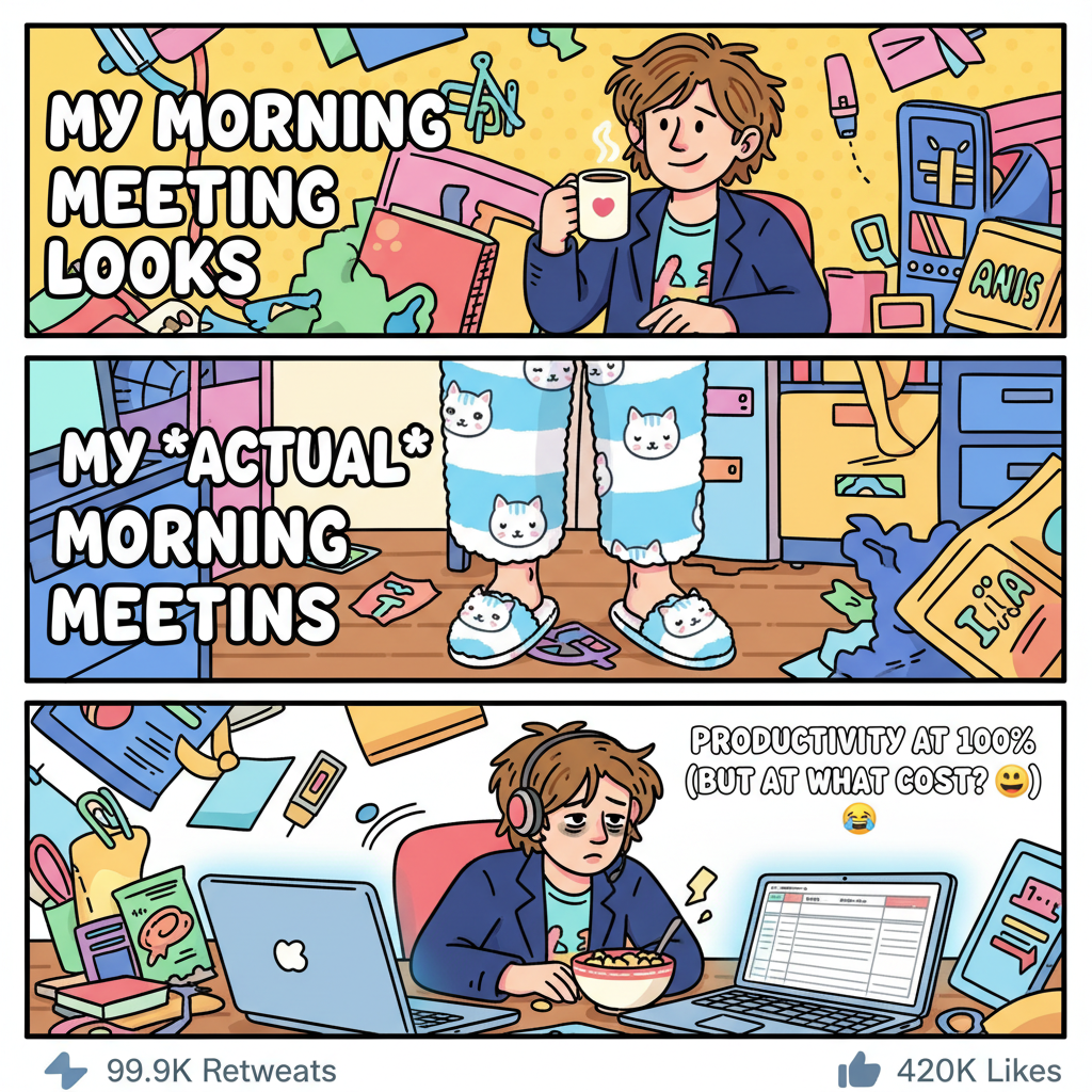 My 'work from home' outfit is just my pajamas with a slightly less stained shirt. #WFH