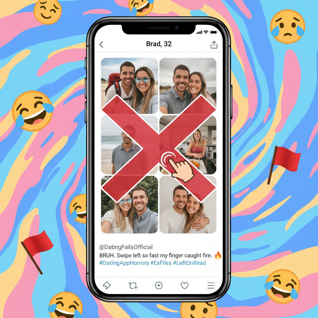 Matched with someone who only posts pics with their ex. Swipe left faster than light speed. #DatingApps