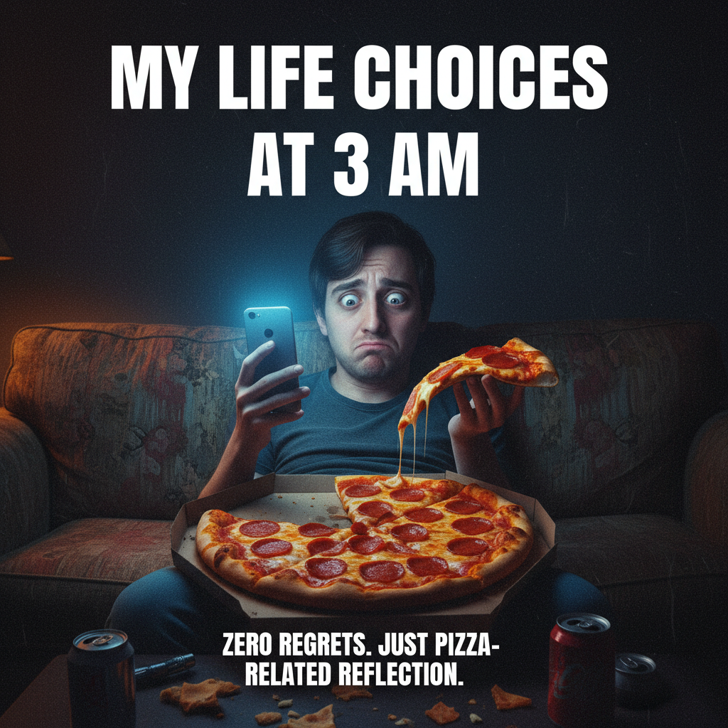 My New Year's resolution was to be healthier. I ate a whole pizza at 2 AM.