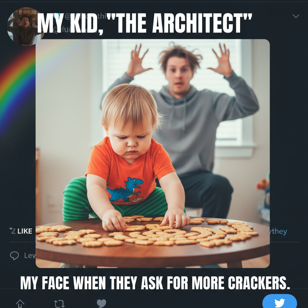 My toddler just explained quantum physics using only animal crackers. I'm scared.