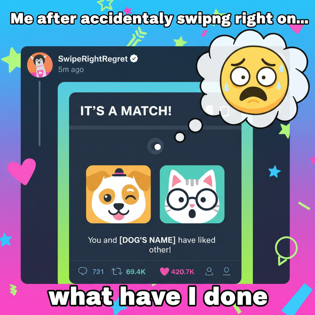 Matched with my ex's cousin. This is either a disaster or a rom-com waiting to happen.