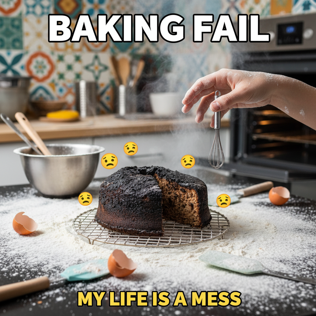 Attempted to make a 'simple' cake. Now my kitchen looks like a flour bomb went off. Send help (and a mop).