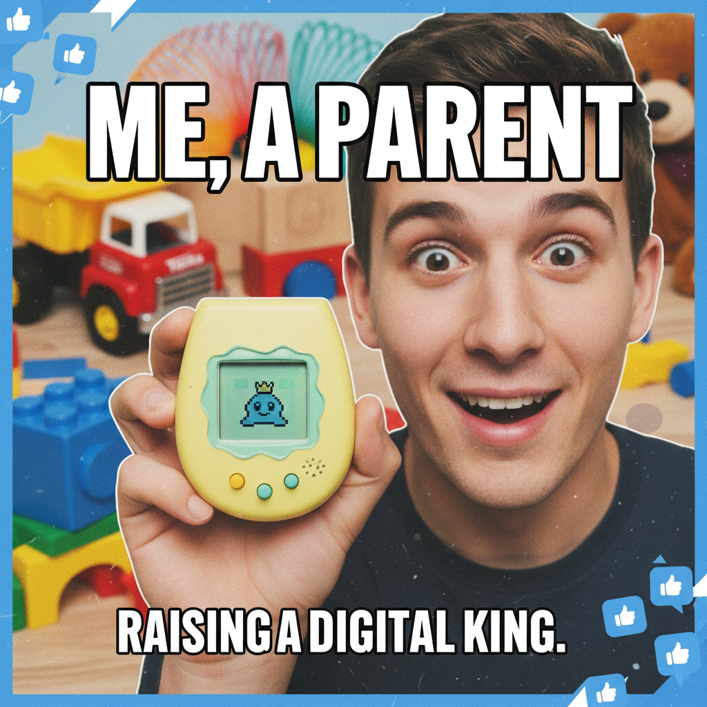 Found my old Tamagotchi. It's still alive. I'm a better parent to pixels than to myself.