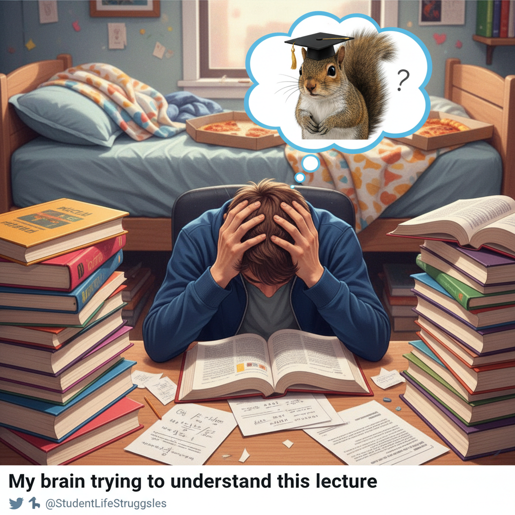 My brain during exams: 'The mitochondria is the powerhouse of the... *checks notes* ...SQUIRREL!'