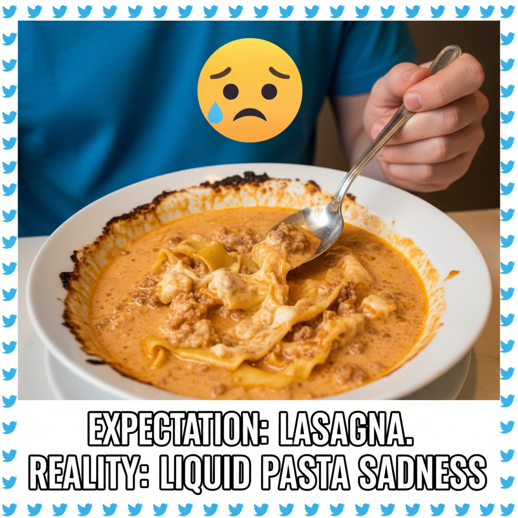 Tried to make a 'deconstructed' lasagna. Ended up with pasta soup and regret.
