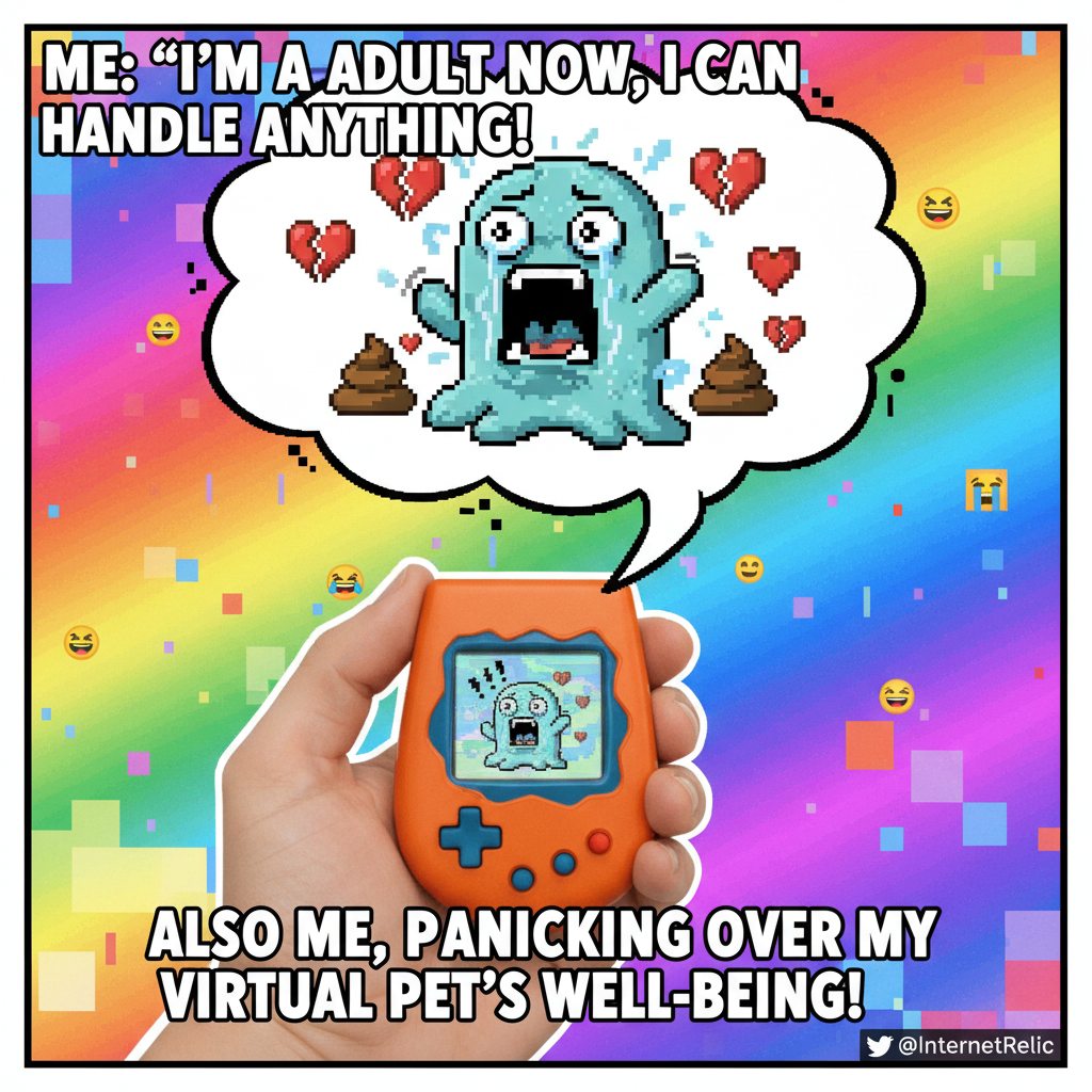 Found my old Tamagotchi. The sheer panic of feeding it again is a core memory.