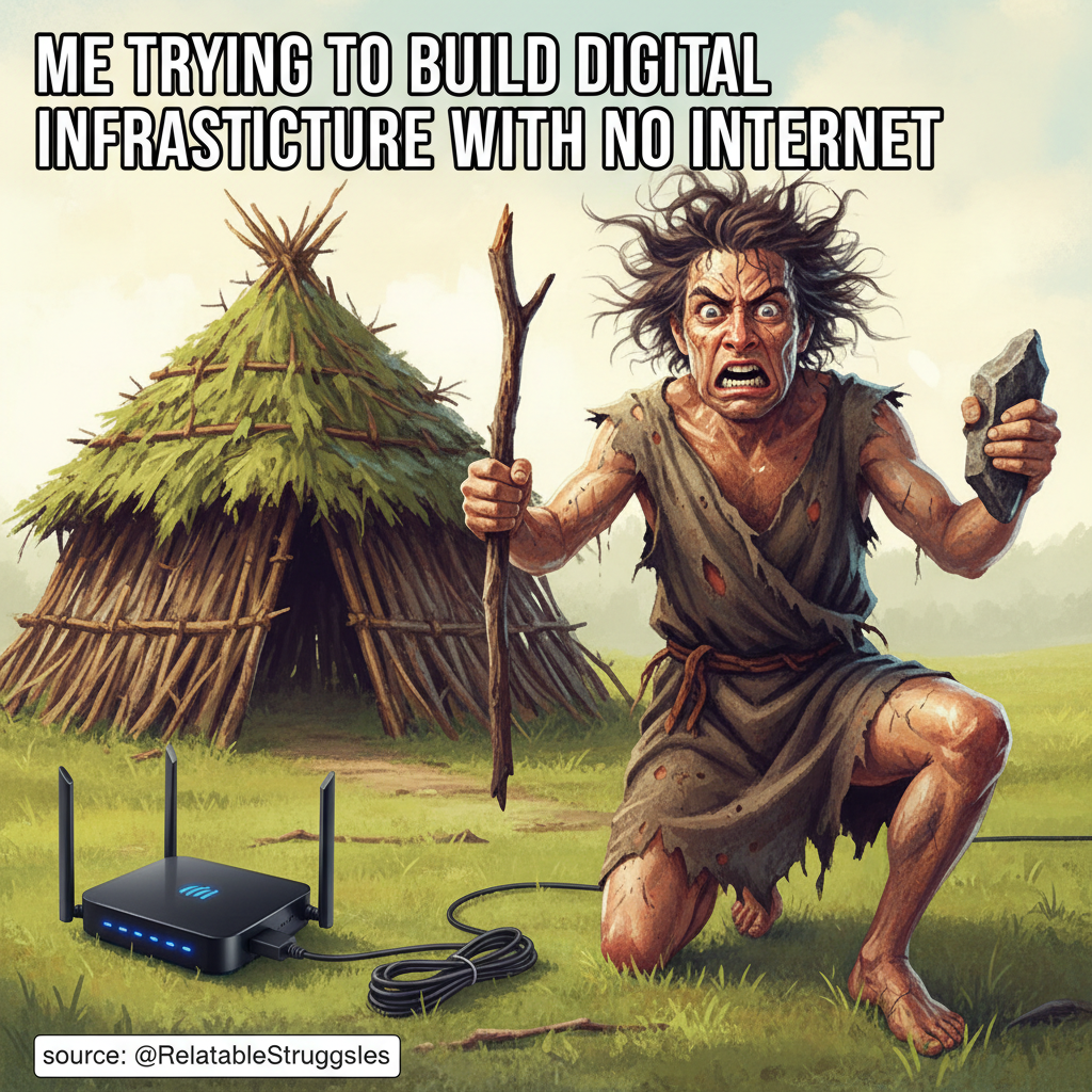 My WiFi went down for 5 mins. I aged 20 years, learned ancient crafts, and almost built a hut.