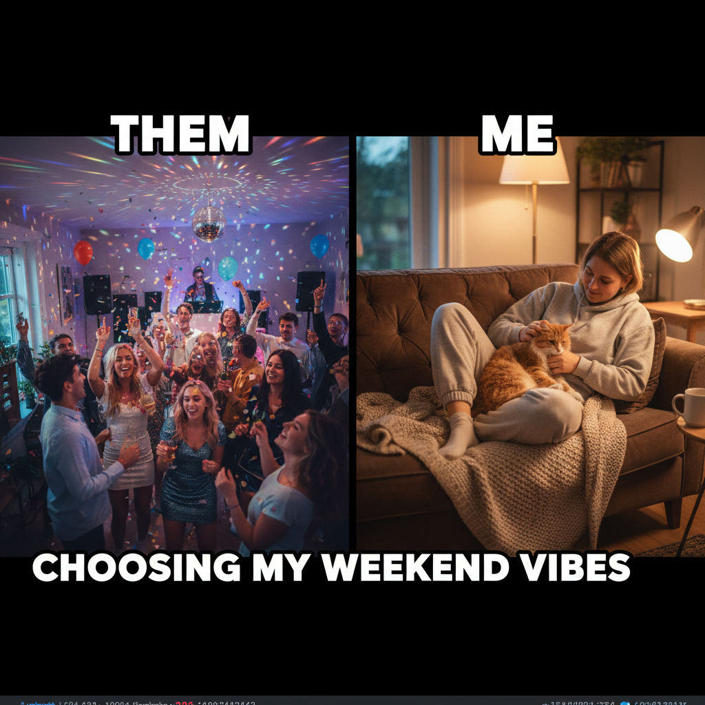 The introvert's dilemma: wanting to go out but also wanting to stay home and pet the cat.