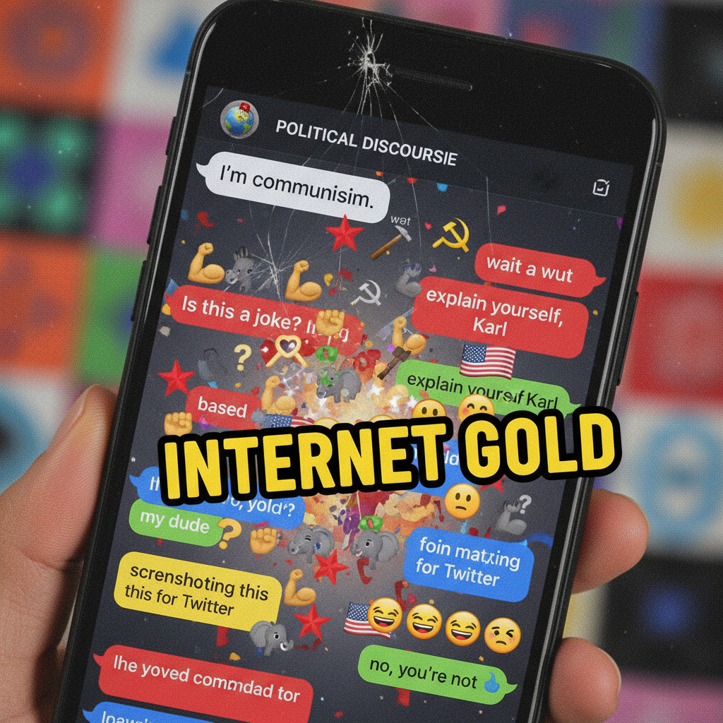 My phone autocorrected 'I'm coming' to 'I'm communism.' The group chat is now a political debate.