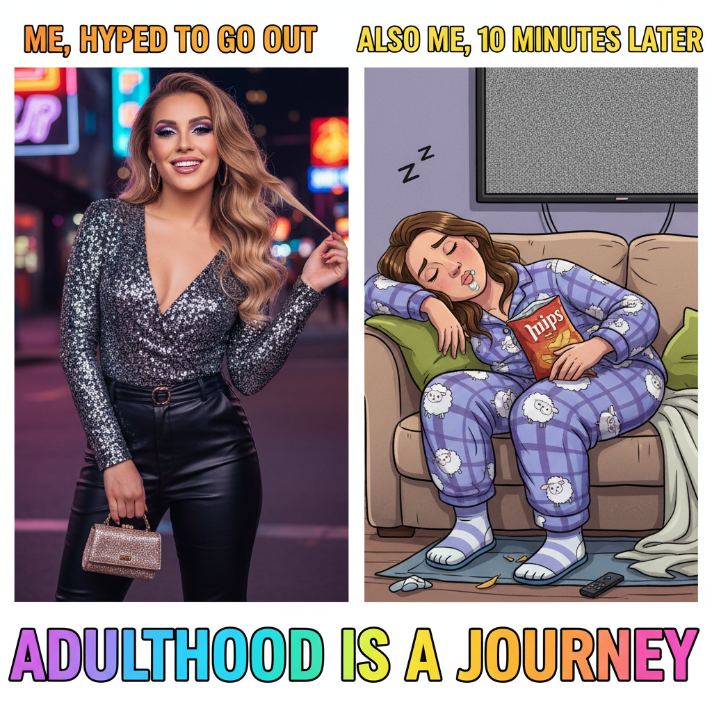 My 'Friday night plans' vs. my 'Friday night reality'. Send help (and snacks).